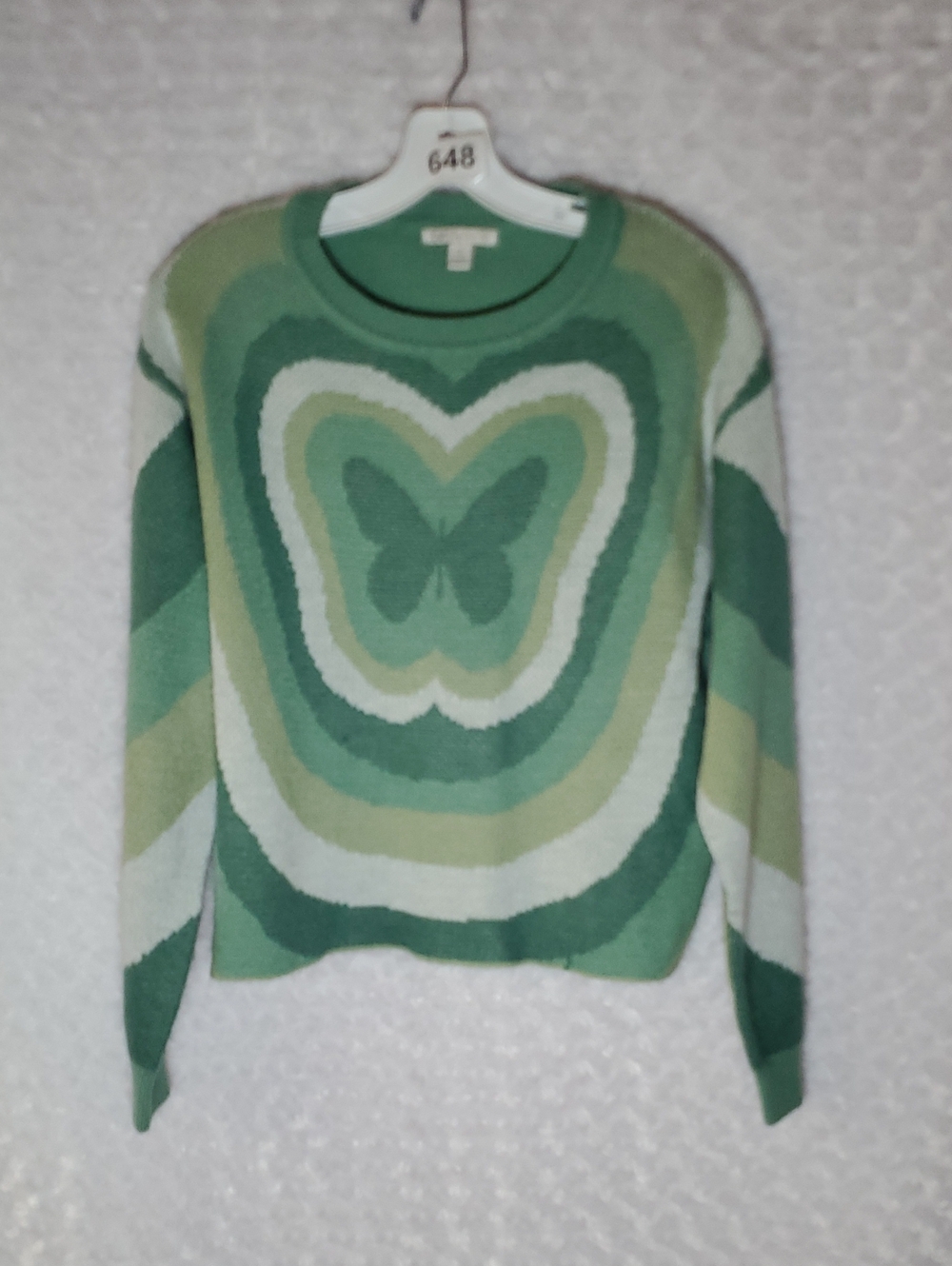 Cato Green Multi-Tone Butterfly Crewneck Sweater